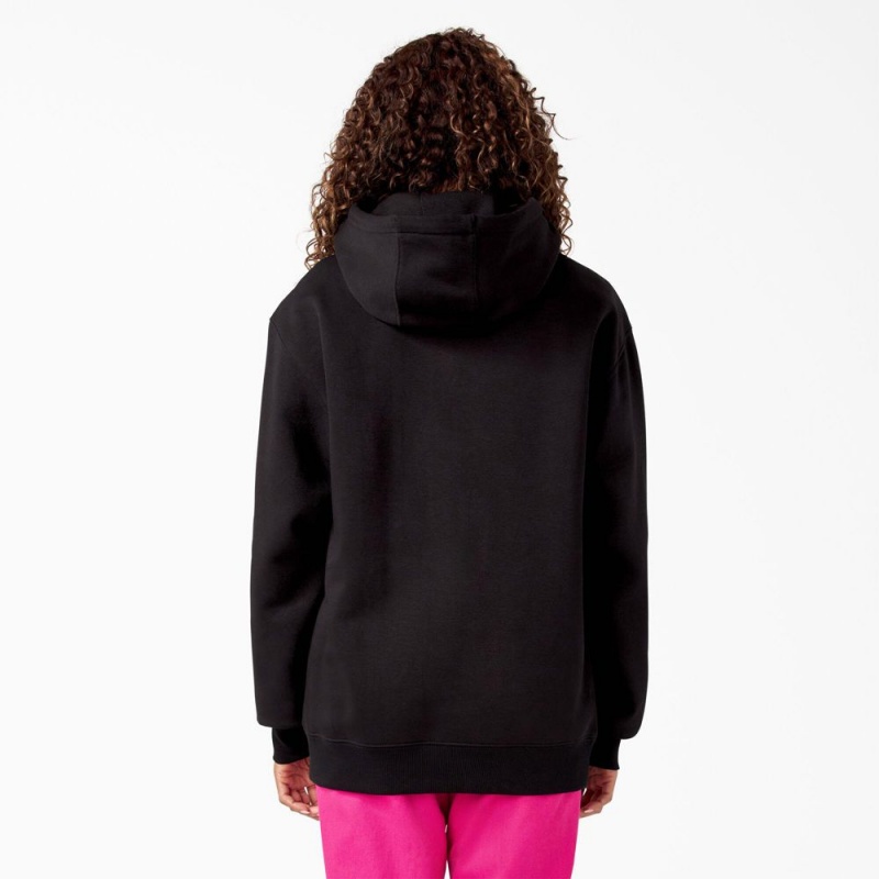 Men's Dickies Breast Cancer Awareness Logo Hoodie Black | 365204FQO