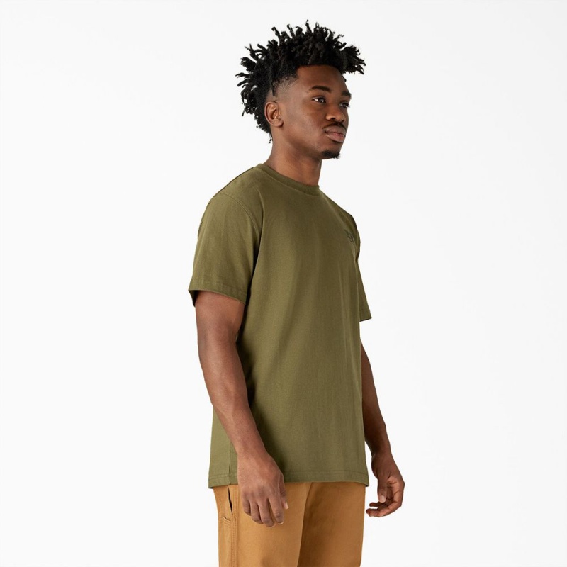 Men's Dickies Built to Last Heavyweight T-Shirt Green | 842369IUN