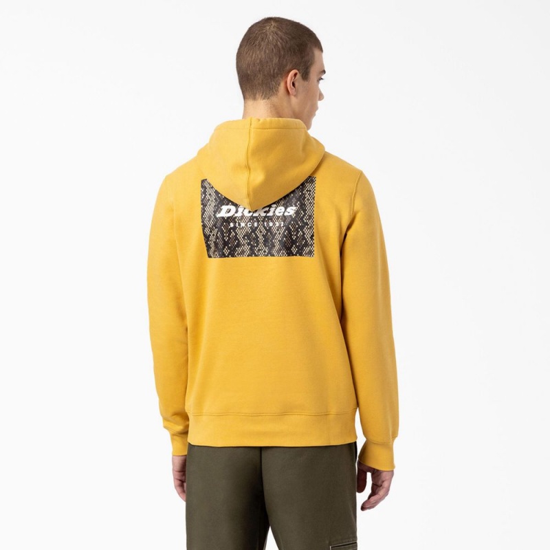 Men\'s Dickies Camden Box Graphic Hoodie Yellow | 280394JBK