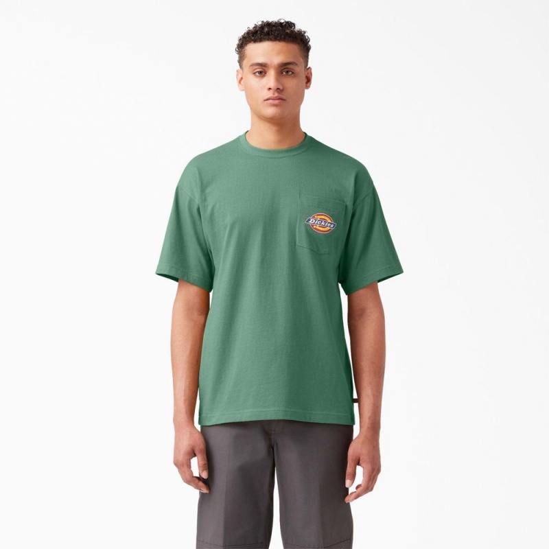 Men\'s Dickies Chest Logo Pocket T-Shirt Green | 194062KUP