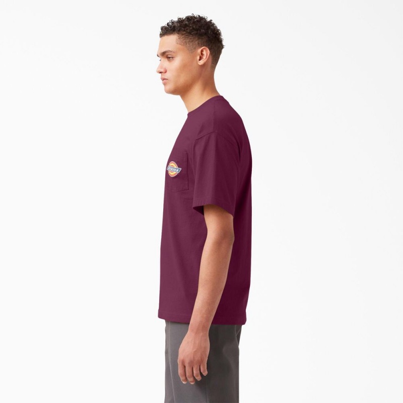 Men's Dickies Chest Logo Pocket T-Shirt Purple | 972031YLG