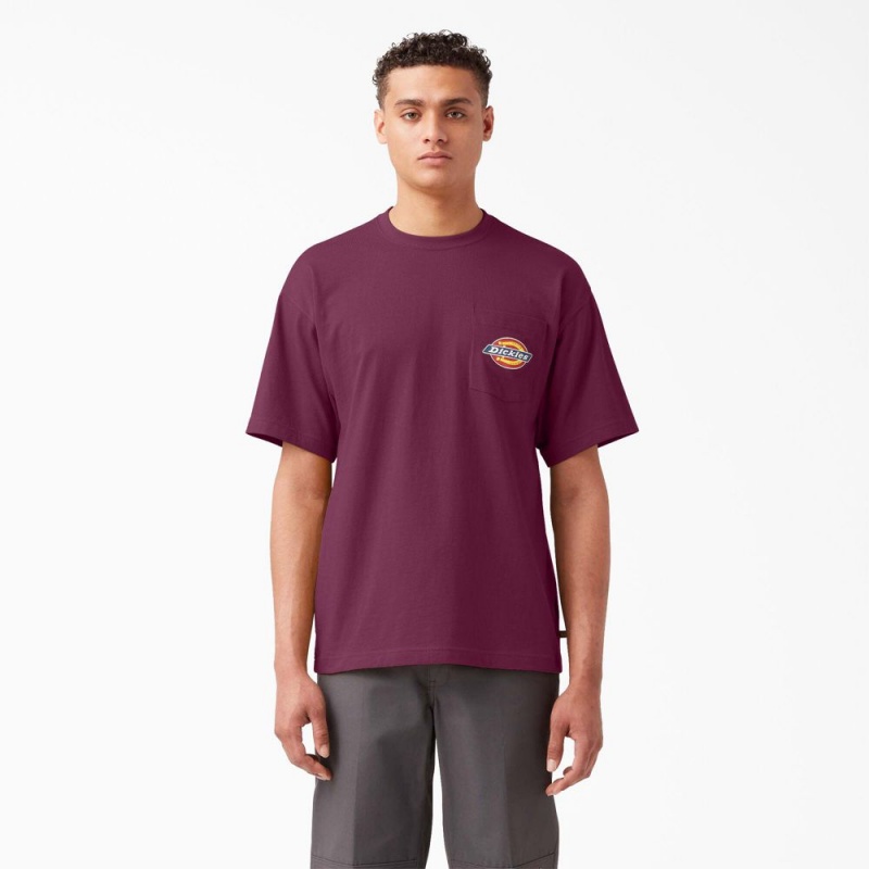 Men\'s Dickies Chest Logo Pocket T-Shirt Purple | 972031YLG