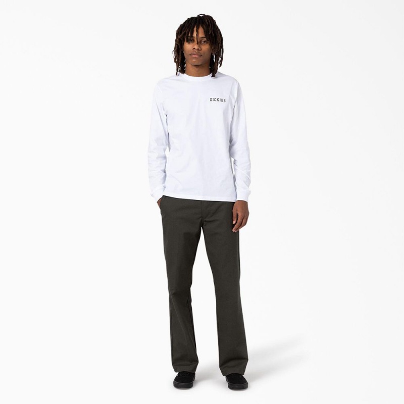 Men's Dickies Cleveland Long Sleeve T-Shirt White | 430751UJT