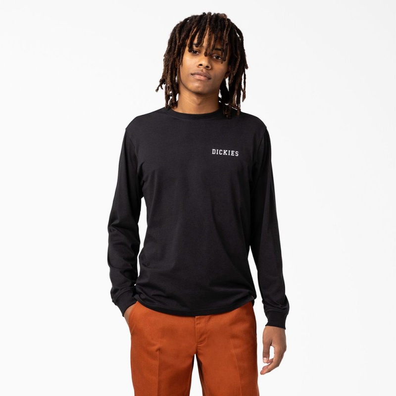 Men's Dickies Cleveland Long Sleeve T-Shirt Black | 276941KDU