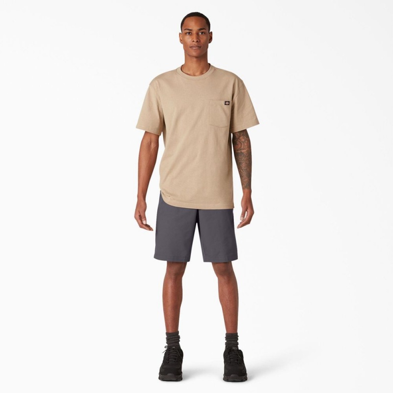 Men's Dickies Cooling Active Waist Shorts Grey | 938204GFK