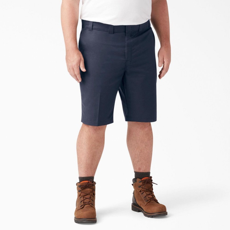 Men's Dickies Cooling Active Waist Shorts Navy | 483691AFS