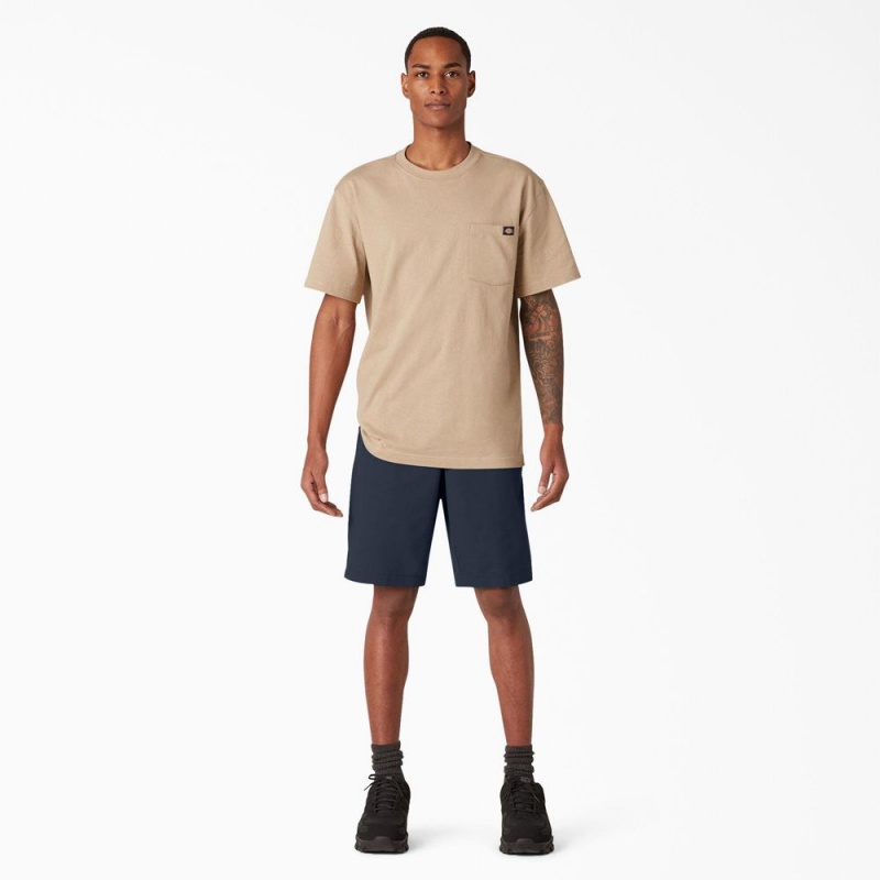 Men's Dickies Cooling Active Waist Shorts Navy | 483691AFS