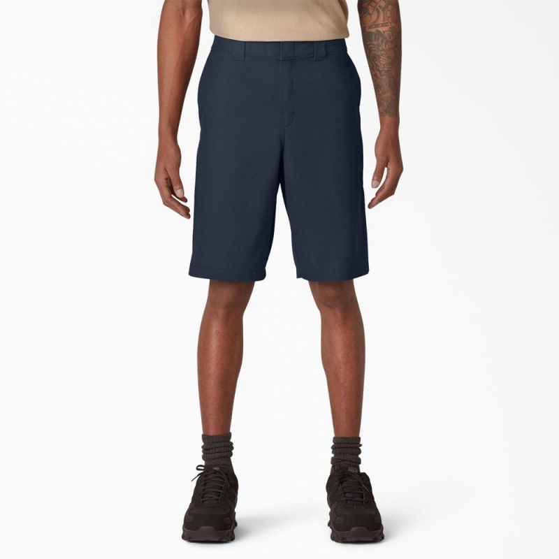 Men\'s Dickies Cooling Active Waist Shorts Navy | 483691AFS