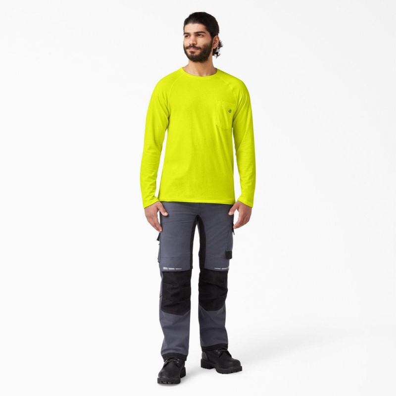 Men's Dickies Cooling Long Sleeve Pocket T-Shirt Green | 210864KQT