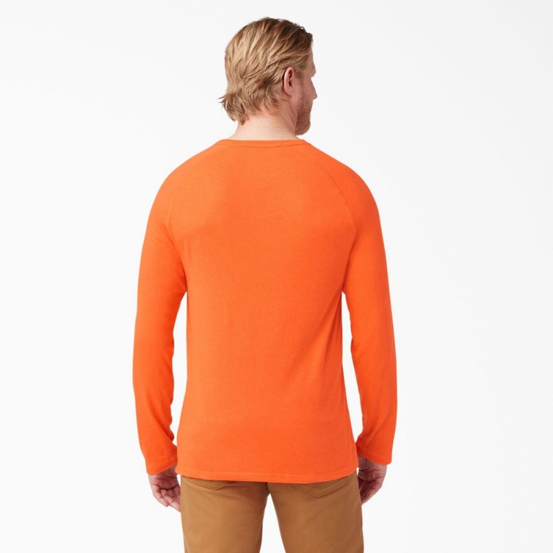 Men's Dickies Cooling Long Sleeve Pocket T-Shirt Orange | 746593QBD