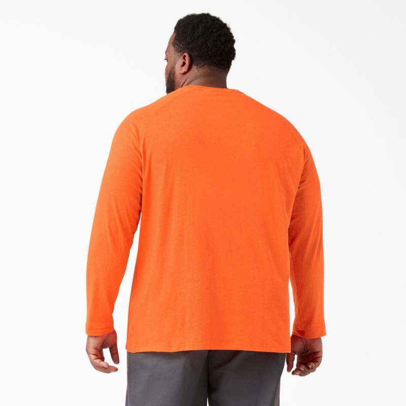 Men's Dickies Cooling Long Sleeve Pocket T-Shirt Orange | 746593QBD