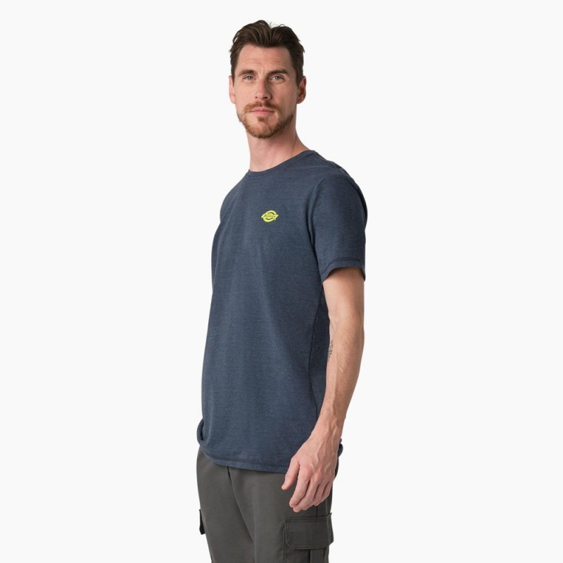 Men's Dickies Cooling Performance Graphic T-Shirt Navy | 786495RYB