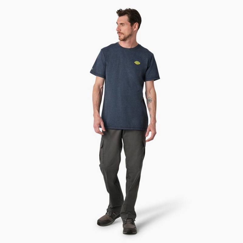 Men's Dickies Cooling Performance Graphic T-Shirt Navy | 786495RYB