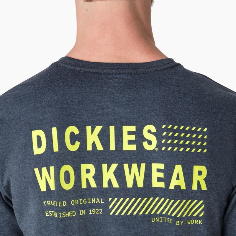 Men's Dickies Cooling Performance Graphic T-Shirt Navy | 786495RYB