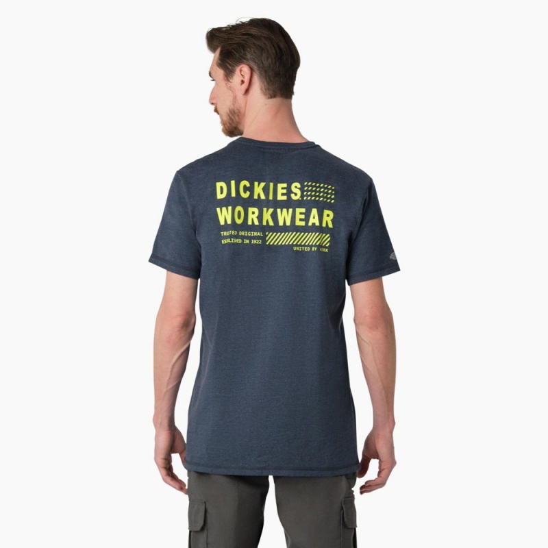 Men\'s Dickies Cooling Performance Graphic T-Shirt Navy | 786495RYB