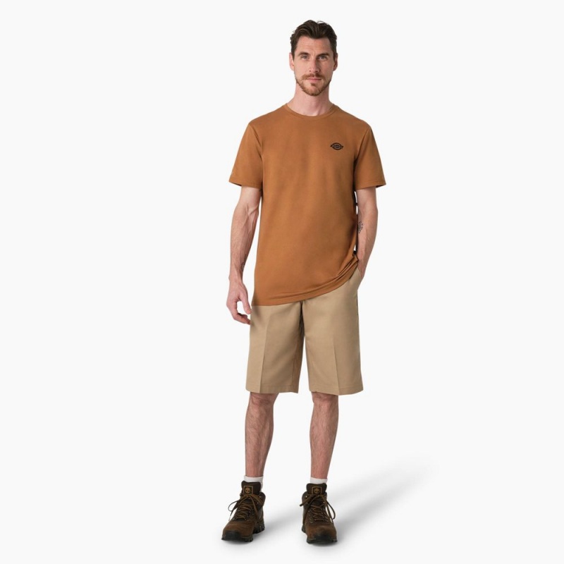 Men's Dickies Cooling Performance Graphic T-Shirt Brown | 108974AOE