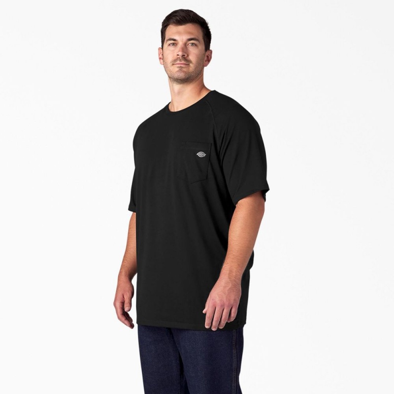 Men's Dickies Cooling Short Sleeve Pocket T-Shirt Black | 956431YDQ