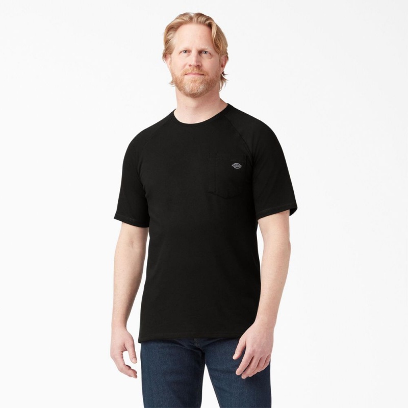 Men\'s Dickies Cooling Short Sleeve Pocket T-Shirt Black | 956431YDQ