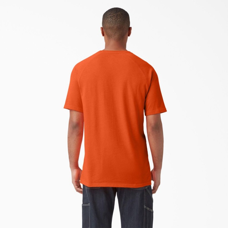 Men's Dickies Cooling Short Sleeve Pocket T-Shirt Orange | 230678CLH