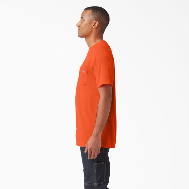 Men's Dickies Cooling Short Sleeve Pocket T-Shirt Orange | 230678CLH