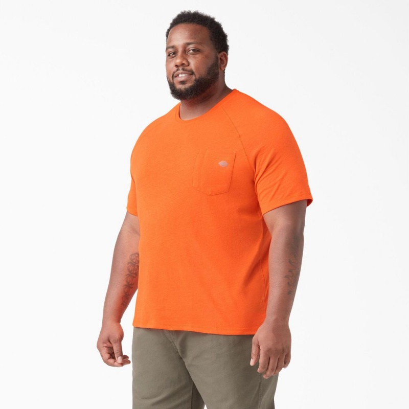 Men's Dickies Cooling Short Sleeve Pocket T-Shirt Orange | 230678CLH