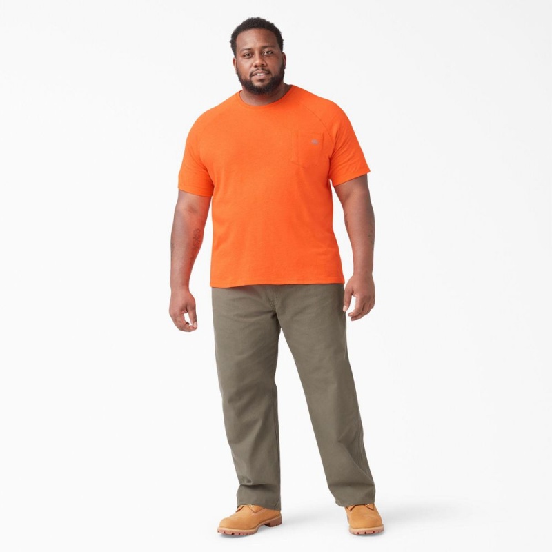 Men's Dickies Cooling Short Sleeve Pocket T-Shirt Orange | 230678CLH