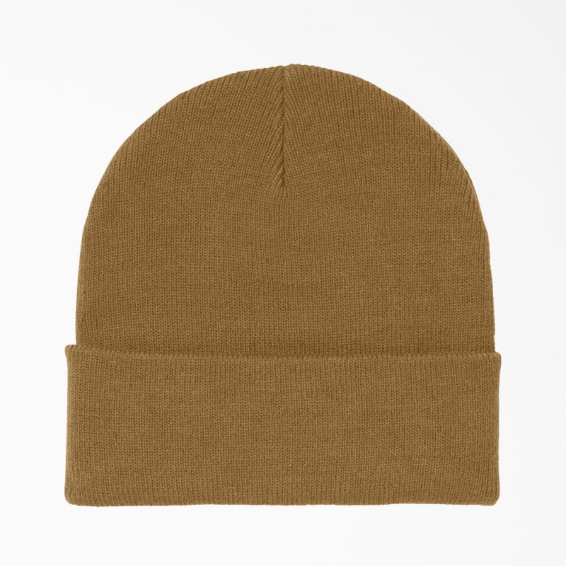 Men's Dickies Cuffed Knit Beanie Brown | 235794XAW