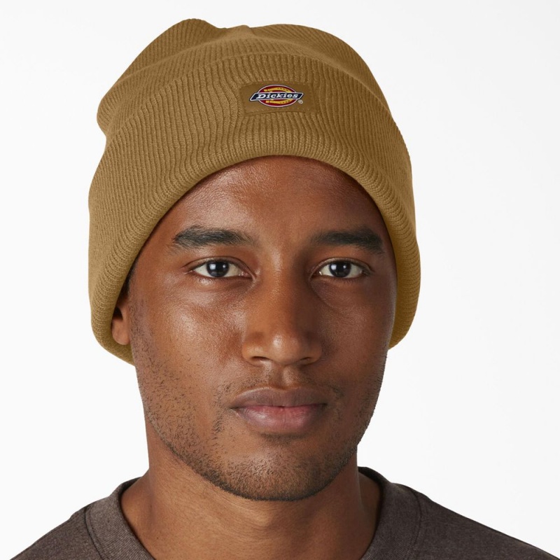 Men's Dickies Cuffed Knit Beanie Brown | 235794XAW