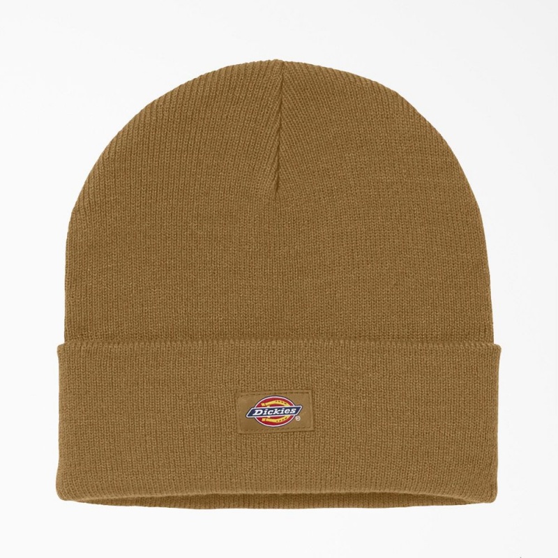 Men\'s Dickies Cuffed Knit Beanie Brown | 235794XAW