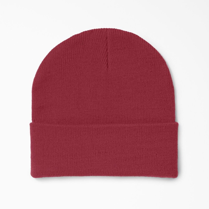 Men's Dickies Cuffed Knit Beanie Red | 182396SHP