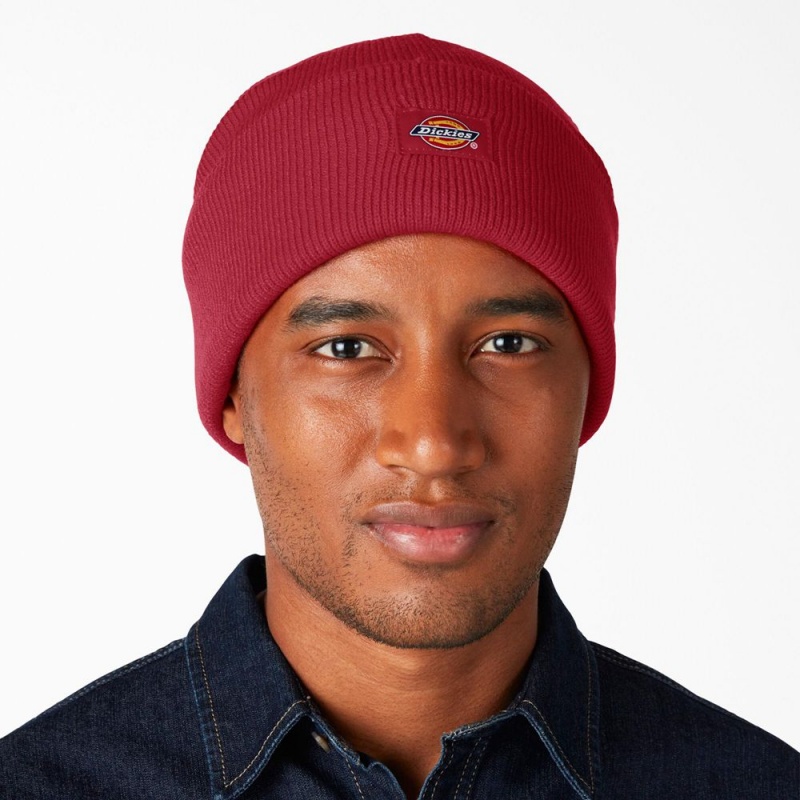 Men's Dickies Cuffed Knit Beanie Red | 182396SHP