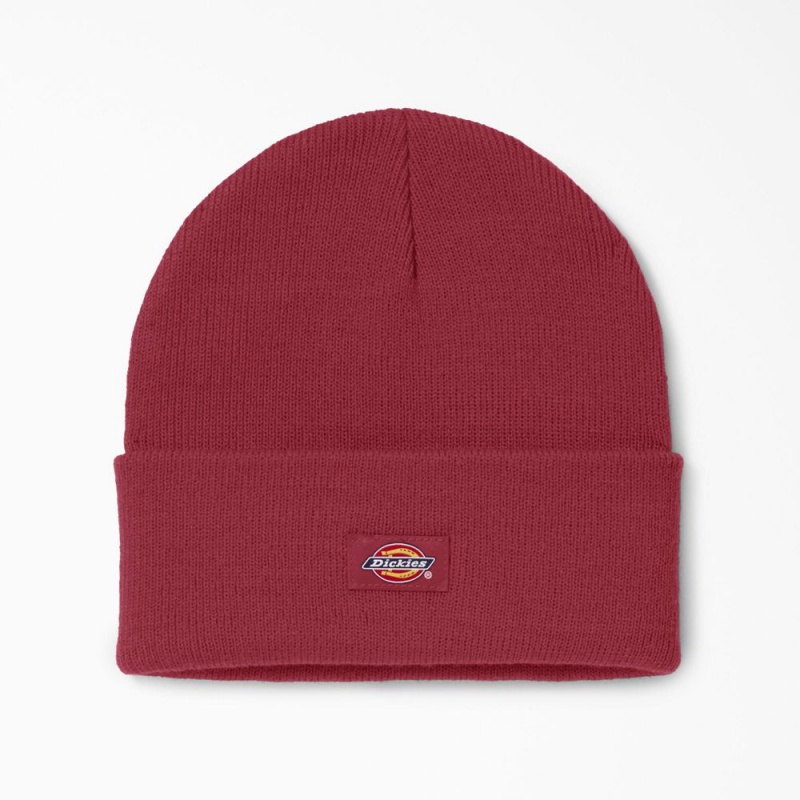 Men\'s Dickies Cuffed Knit Beanie Red | 182396SHP