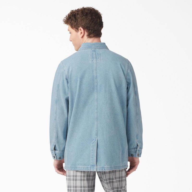 Men's Dickies Denim Chore Jacket Blue | 598762DCX