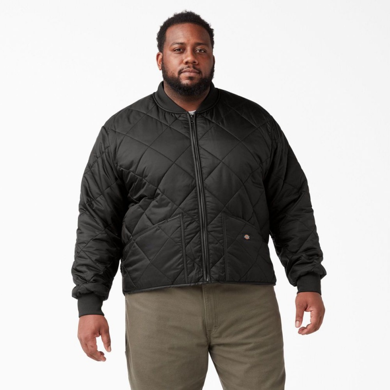 Men's Dickies Diamond Quilted Jacket Black | 013865PBG