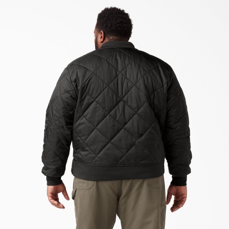 Men's Dickies Diamond Quilted Jacket Black | 013865PBG