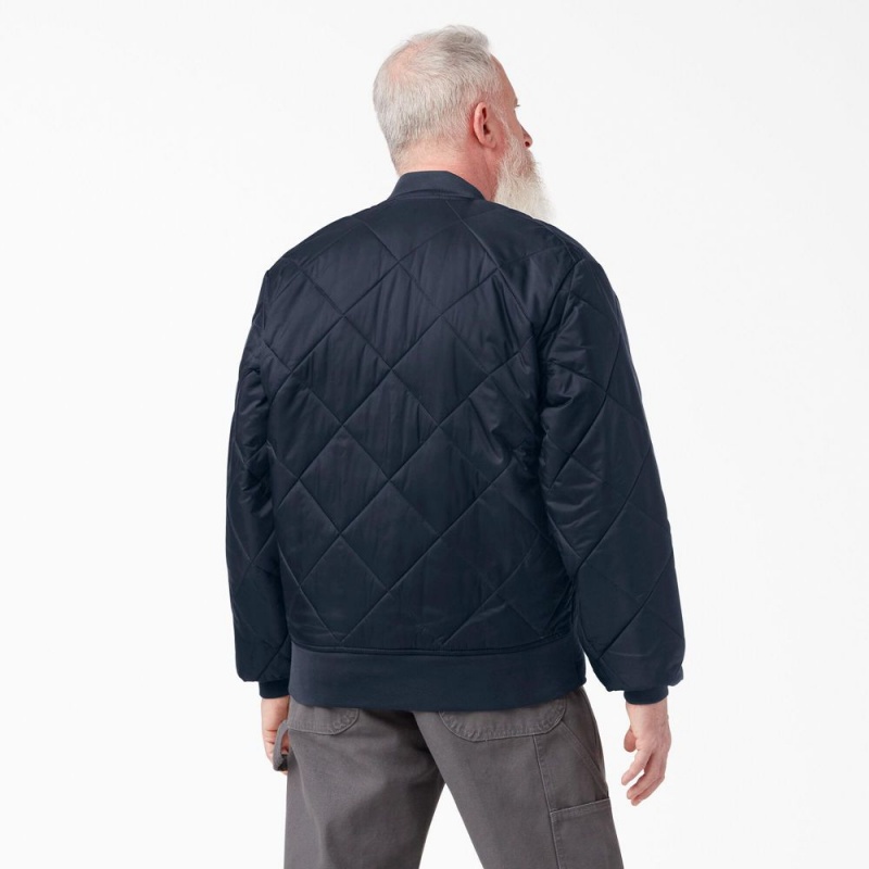 Men's Dickies Diamond Quilted Jacket Navy | 895013CUI