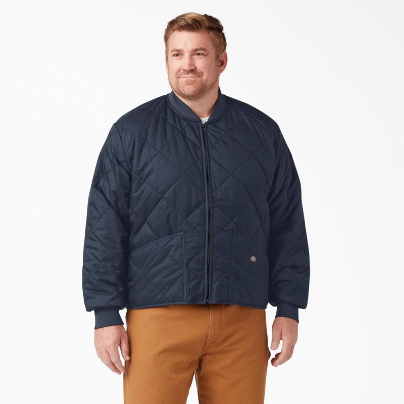 Men's Dickies Diamond Quilted Jacket Navy | 895013CUI