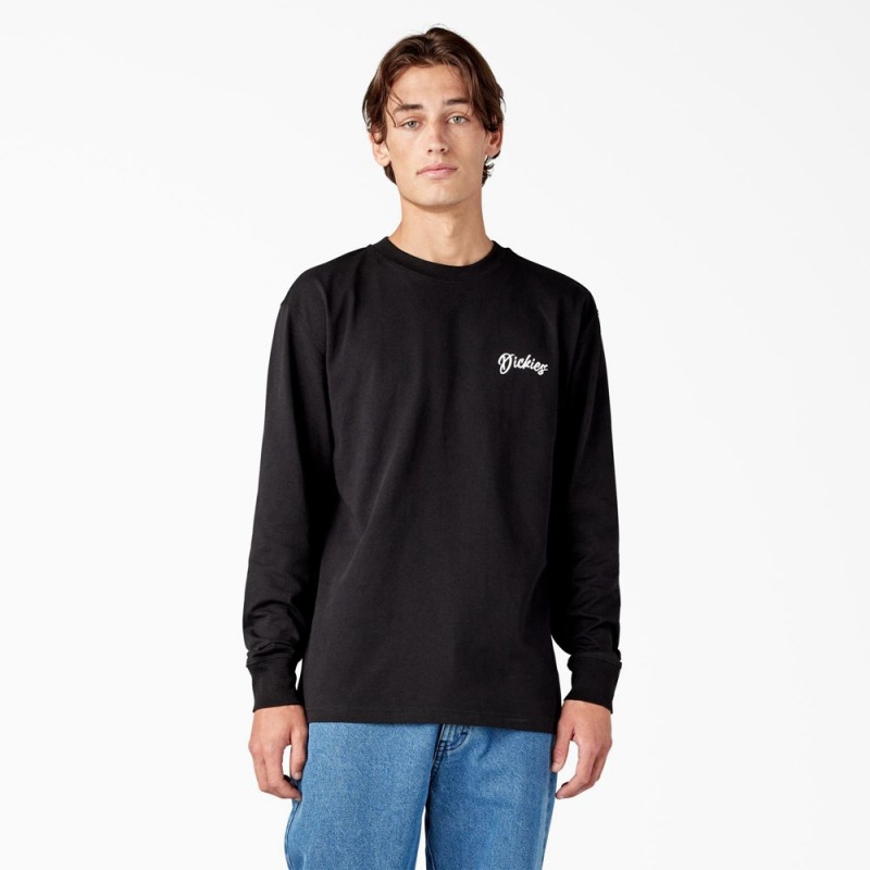 Men's Dickies Dighton Long Sleeve Graphic T-Shirt Black | 420395EXK