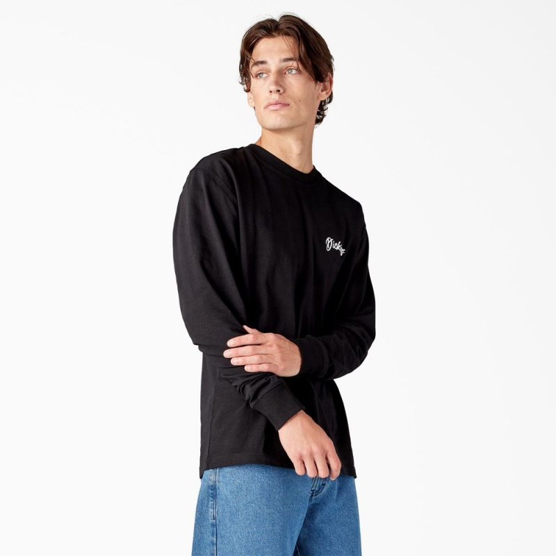 Men's Dickies Dighton Long Sleeve Graphic T-Shirt Black | 420395EXK