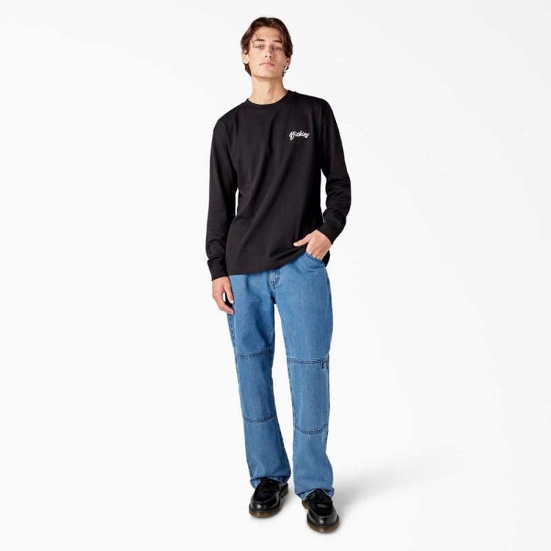 Men's Dickies Dighton Long Sleeve Graphic T-Shirt Black | 420395EXK