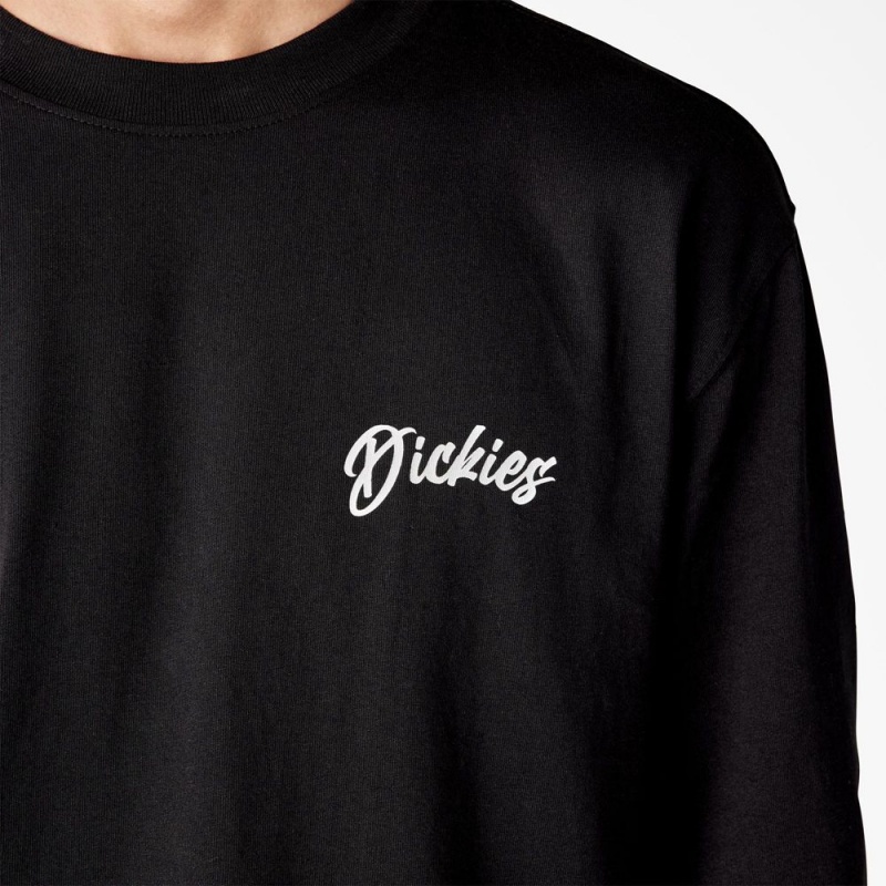 Men's Dickies Dighton Long Sleeve Graphic T-Shirt Black | 420395EXK