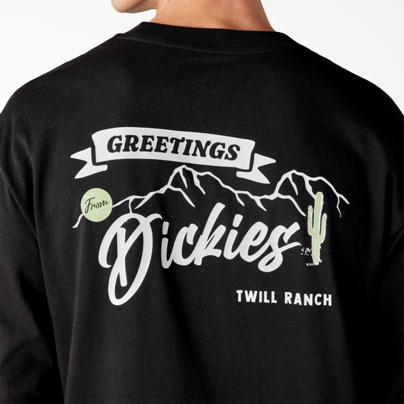 Men's Dickies Dighton Long Sleeve Graphic T-Shirt Black | 420395EXK