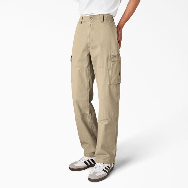 Men's Dickies Double Knee Canvas Cargo Pants Khaki | 240361XFK