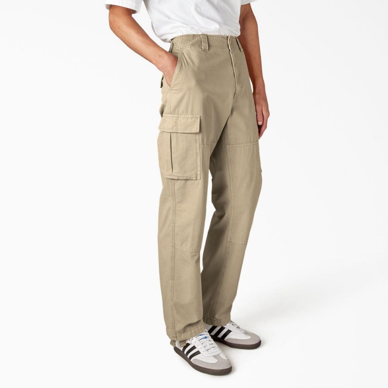 Men's Dickies Double Knee Canvas Cargo Pants Khaki | 240361XFK