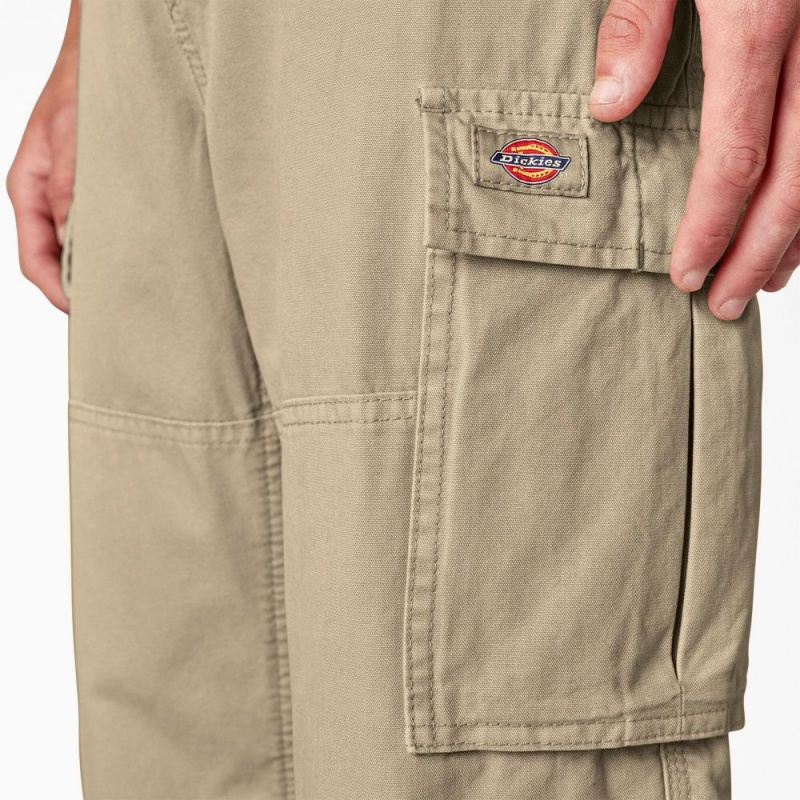 Men's Dickies Double Knee Canvas Cargo Pants Khaki | 240361XFK