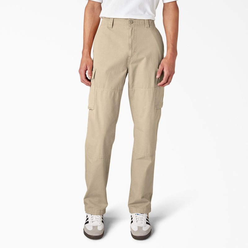 Men\'s Dickies Double Knee Canvas Cargo Pants Khaki | 240361XFK