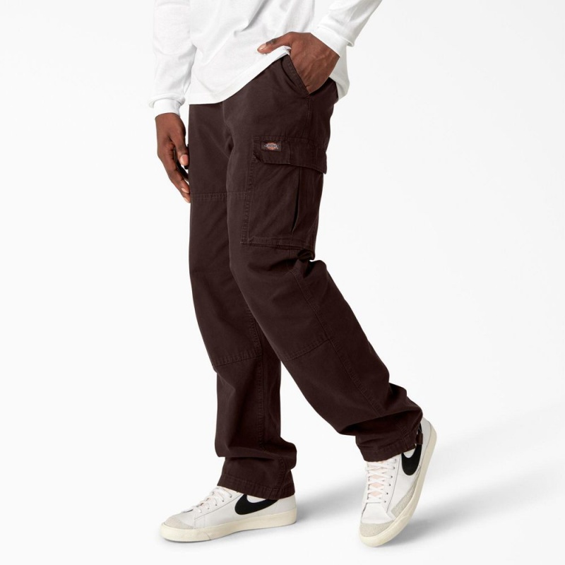 Men's Dickies Double Knee Canvas Cargo Pants Brown | 361024VQD