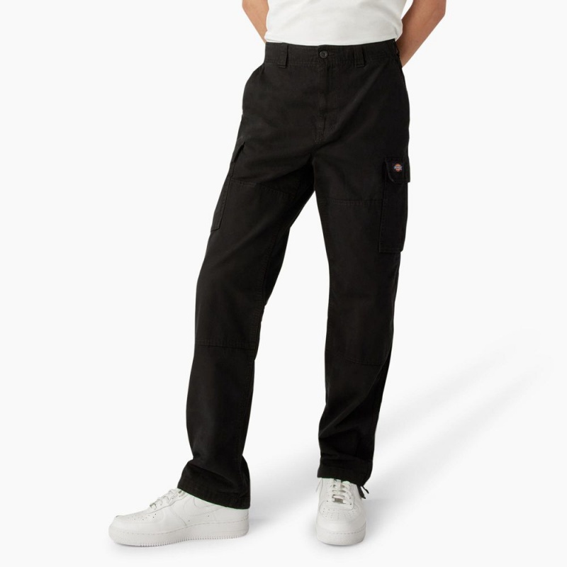 Men's Dickies Double Knee Canvas Cargo Pants Black | 543861BVT