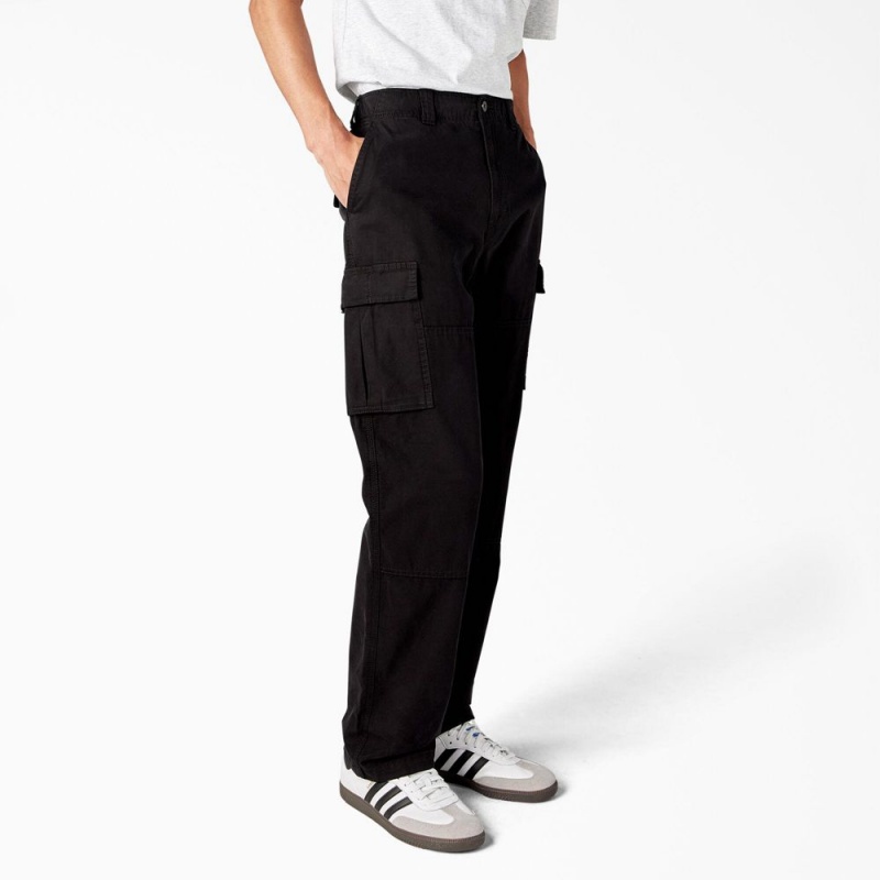 Men's Dickies Double Knee Canvas Cargo Pants Black | 543861BVT