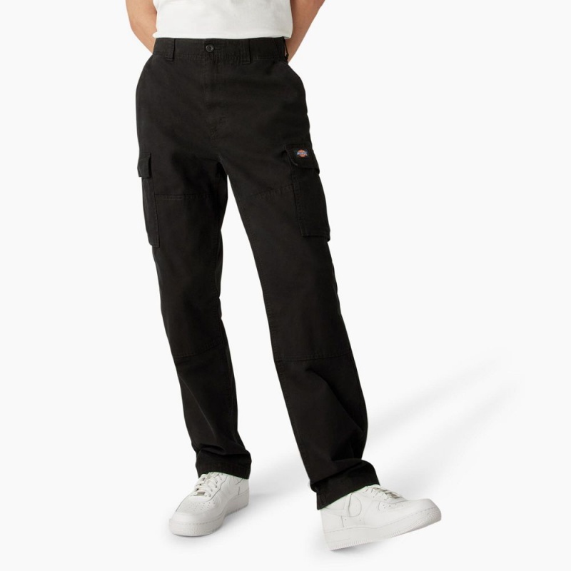 Men\'s Dickies Double Knee Canvas Cargo Pants Black | 543861BVT